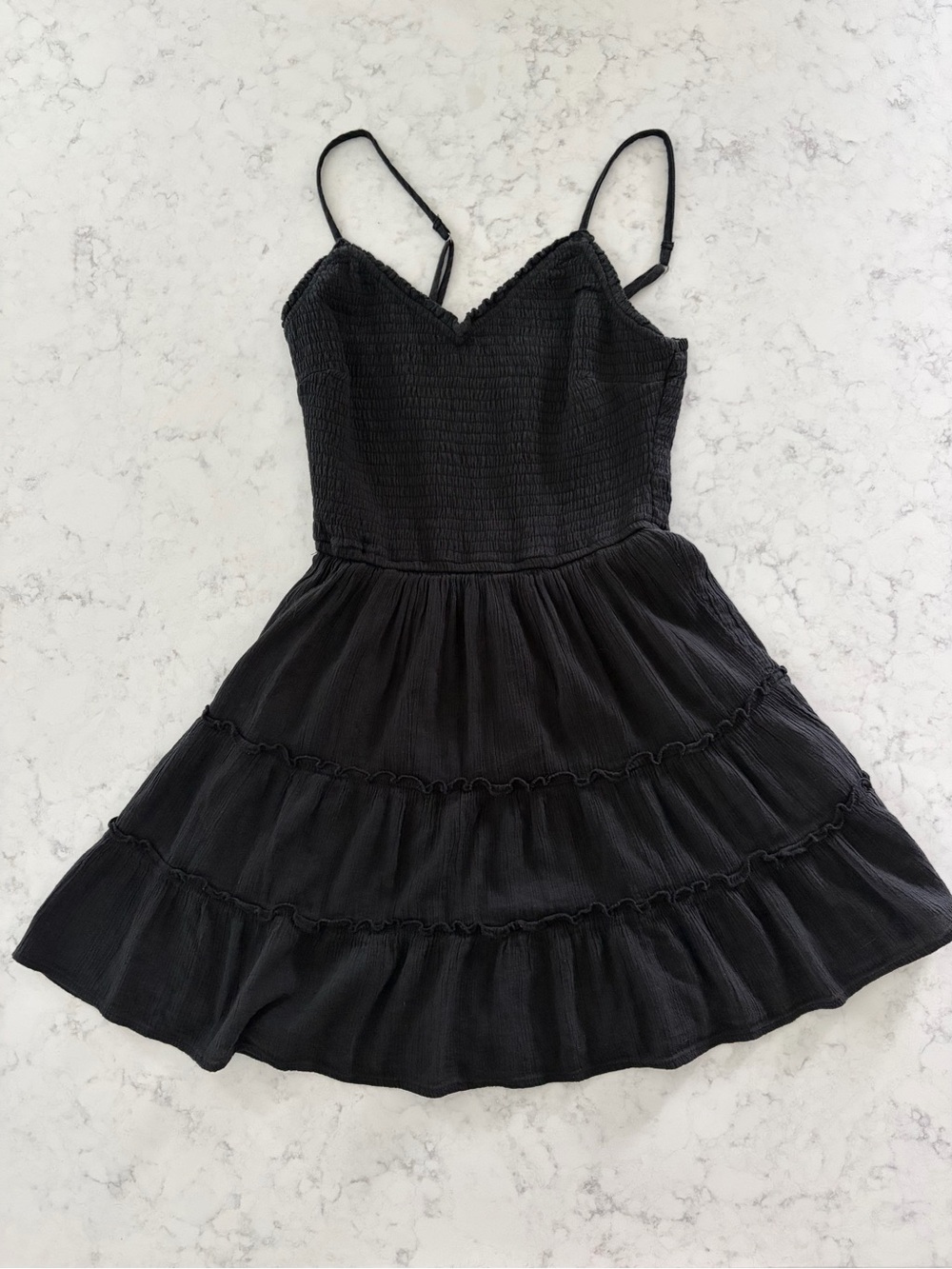 Hollister Black Smocked Tiered Mini Dress